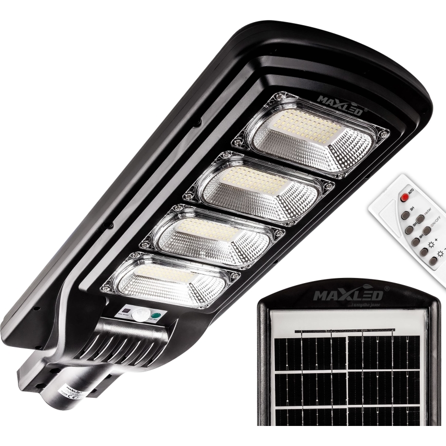 LED Zatemnitvena solarna ulica svetilka s senzorjem LED/240W/6V 6500K IP65 črna + Daljinski upravljalnik