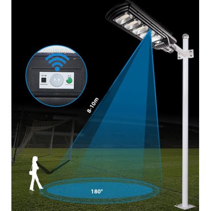 LED Zatemnitvena solarna ulica svetilka s senzorjem LED/300W/6V 6500K IP65 črna + Daljinski upravljalnik