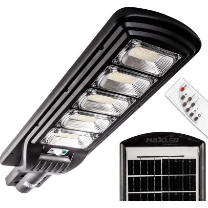 LED Zatemnitvena solarna ulica svetilka s senzorjem LED/300W/6V 6500K IP65 črna + Daljinski upravljalnik