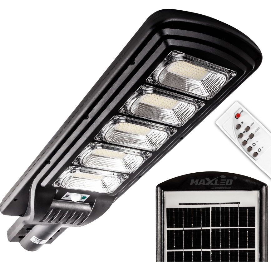 LED Zatemnitvena solarna ulica svetilka s senzorjem LED/300W/6V 6500K IP65 črna + Daljinski upravljalnik