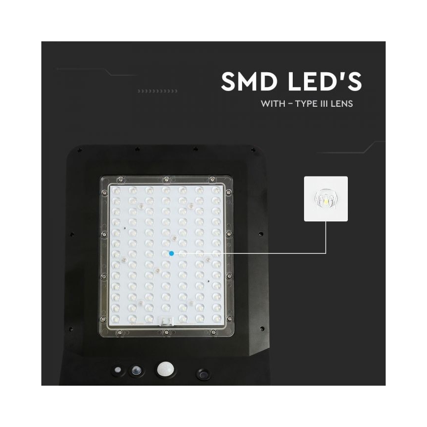 LED Solarna ulična svetilka s senzorjem LED/40W/9,6V IP65 6000K + Daljinski upravljalnik