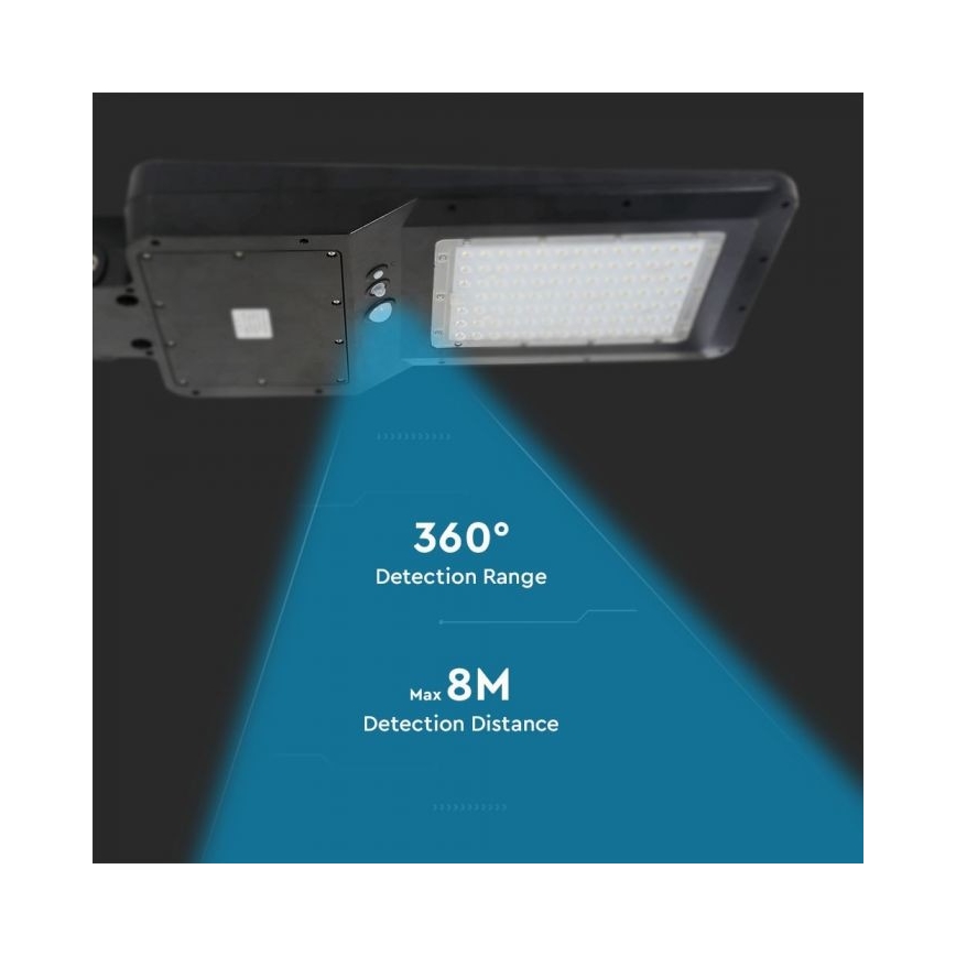 LED Solarna ulična svetilka s senzorjem LED/40W/9,6V IP65 6000K + Daljinski upravljalnik