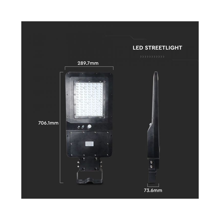 LED Solarna ulična svetilka s senzorjem LED/40W/9,6V IP65 6000K + Daljinski upravljalnik