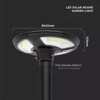LED Solarna ulična svetilka s senzorjem LED/7,5W/3,2V IP65 4000K 15000 mAh + Daljinski upravljalnik