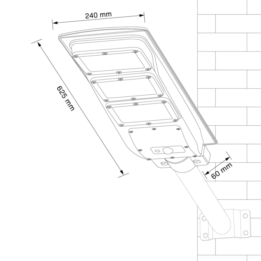 LED Solarna ulična svetilka s senzorjem STREET LED/10W/3,2V IP65 + Daljinski upravljalnik