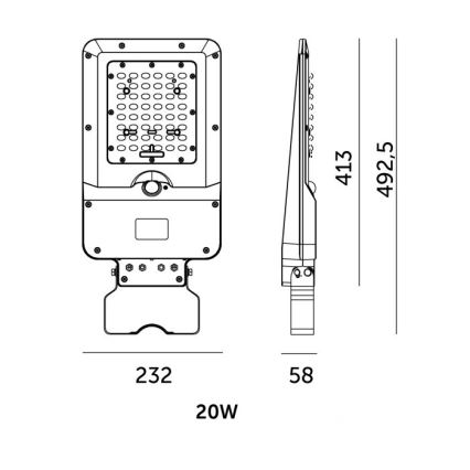LED sončna ulična svetilka s senzorjem STREET LED/20W/7,4V 3000/4000/6000K IP65 5400 mAh