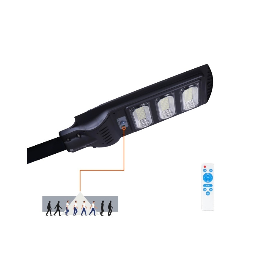 LED Zatemnitvena solarna ulica svetilka z motion in dusk senzor URBI LED/8W/3,2V 6500K IP54 10000 mAh + Daljinski upravljalnik