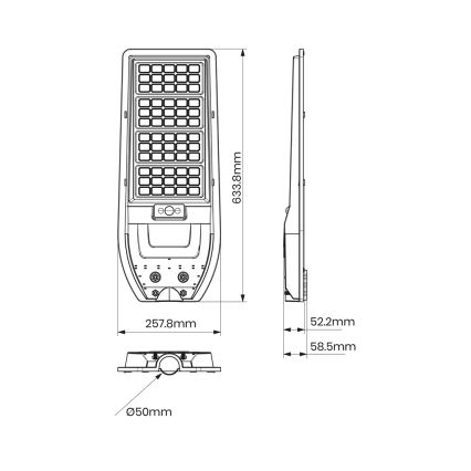 LED Solarna ulična svetilka VIA 150W/15000 mAh 3,2V 6000K IP65 + Daljinski upravljalnik