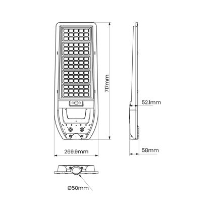 LED Solarna ulična svetilka VIA 200W/20000 mAh 3,2V 6000K IP54 + Daljinski upravljalnik