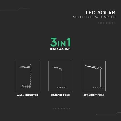 LED solarna ulična svetilka z senzorjem LED/20W/7,4V IP65 5400 mAh