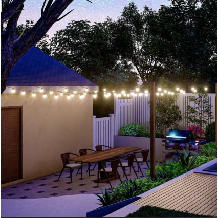 LED Solarna veriga 10xLED/0,5/4,5V 12 m 3000K IP44 1200 mAh + Daljinski upravljalnik