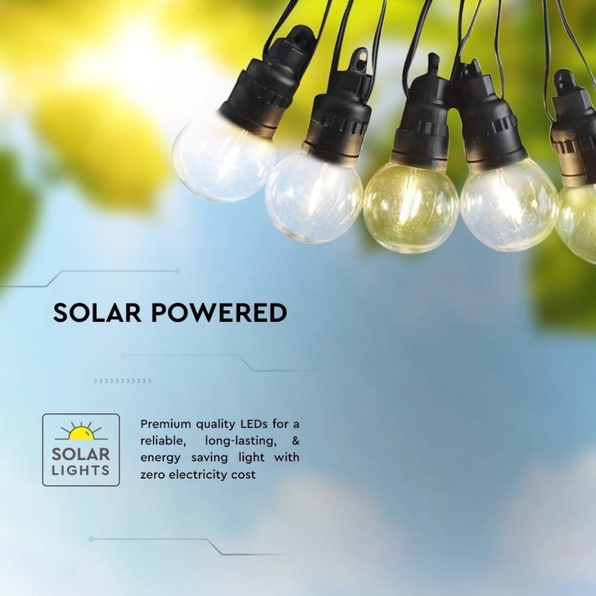 LED Solarna veriga 10xLED/0,5/4,5V 12 m 3000K IP44 1200 mAh + Daljinski upravljalnik