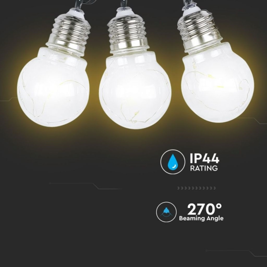 LED Solarna veriga 10xLED/1W/1,2V 1xAA 2 m IP44 3000K 300 mAh