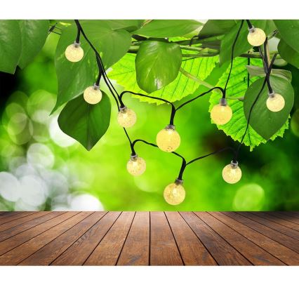LED Solarna veriga 30xLED/8 funkcij 300 mAh 4,9m IP44 topla bela