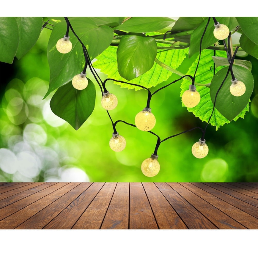 LED Solarna veriga 30xLED/8 funkcij 300 mAh 4,9m IP44 topla bela