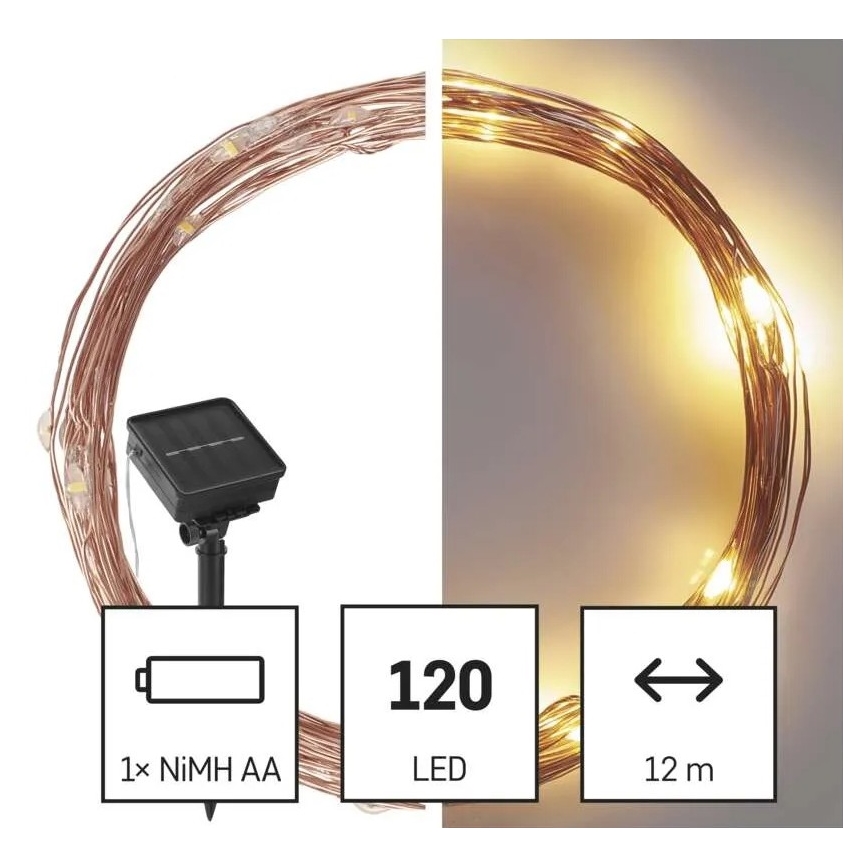 LED Solarna veriga LED/2,4W/1,2V 1xAA 15 m IP44 3000K 600 mAh
