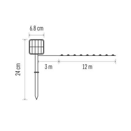 LED Solarna veriga LED/2,4W/1,2V 1xAA 15 m IP44 3000K 600 mAh