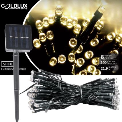 LED Solarna veriga SHINE 200xLED/1,2V 600 mAh 21,9 m IP44