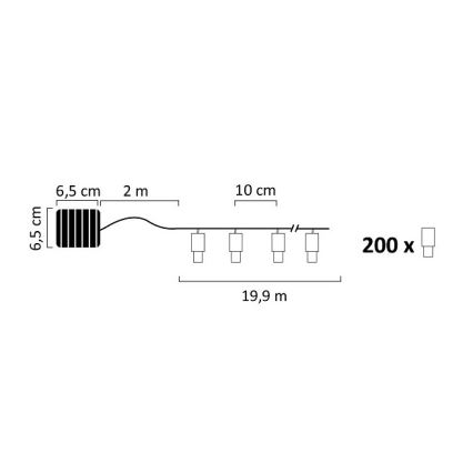 LED Solarna veriga SHINE 200xLED/1,2V 600 mAh 21,9 m IP44