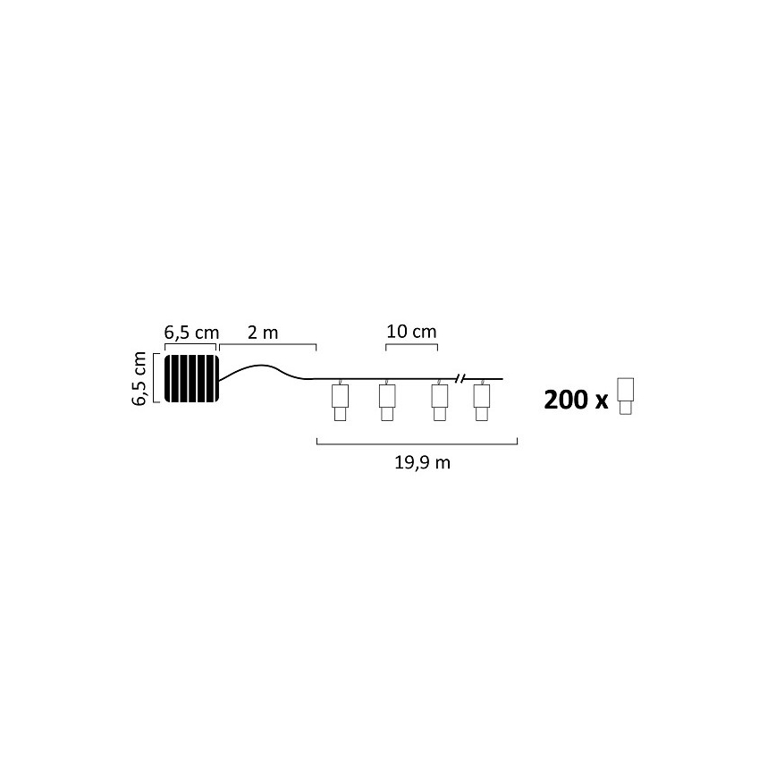 LED Solarna veriga SHINE 200xLED/1,2V 600 mAh 21,9 m IP44