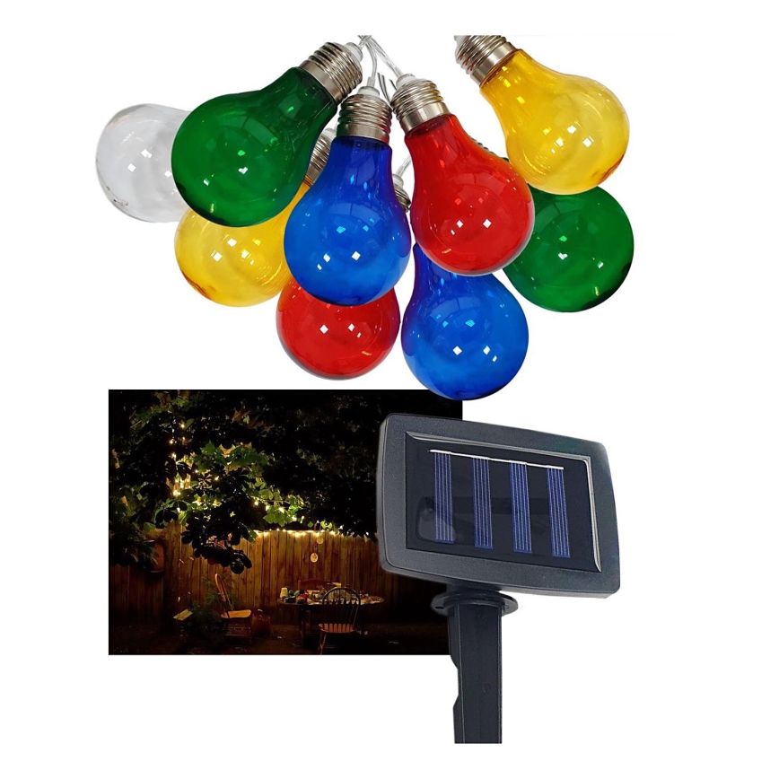 LED Solarna zunanja veriga 10xLED/1,2V 300 mAh 2,2 m IP44 multicolor