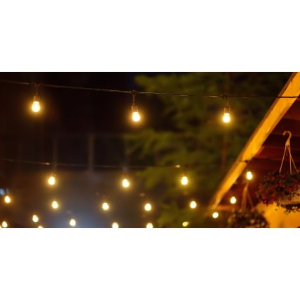 LED Solarna zunanja veriga PARTY 10xE27/3,7V 10 m IP44 + Daljinski upravljalnik
