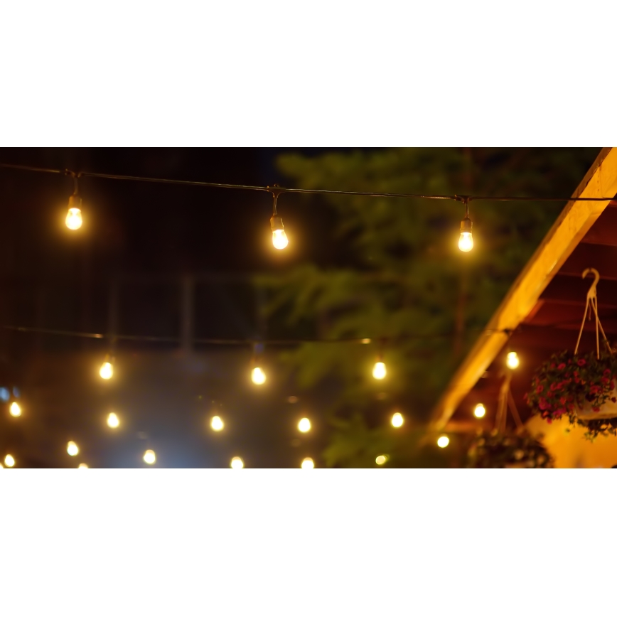 LED Solarna zunanja veriga PARTY 10xE27/3,7V 10 m IP44 + Daljinski upravljalnik
