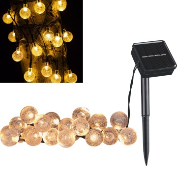 LED Solarni Dekorativna veriga BUBBLE GLASS 20xLED/8 funkcij 4,85 m 600 mAh IP44 topla bela