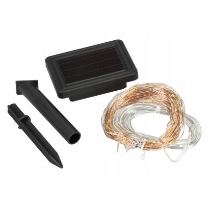 LED solarni dekorativni niz 100×LED/1,2 V 800 mAh 7 m IP44 črna