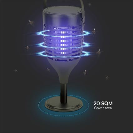 LED Solarni lovilnik insektov 3v1 LED/1,3W/3,7V IP24 20 mm 2200 mAh