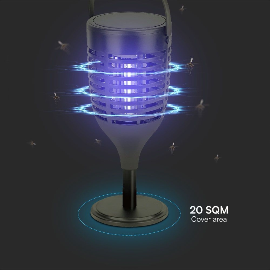 LED Solarni lovilnik insektov 3v1 LED/1,3W/3,7V IP24 20 mm 2200 mAh