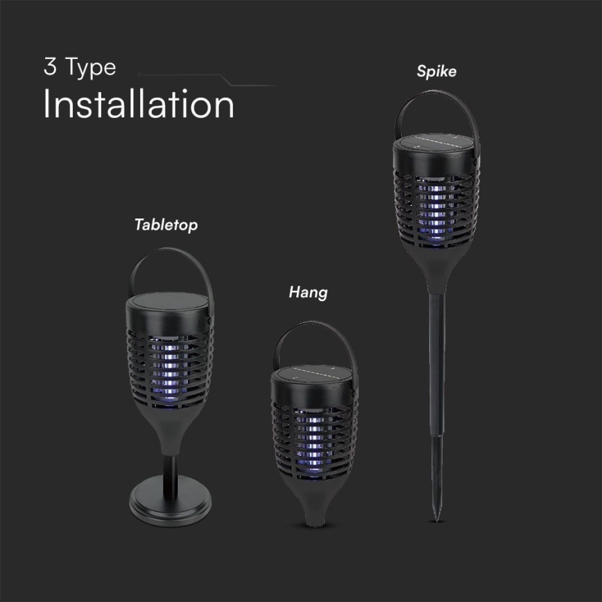 LED Solarni lovilnik insektov 3v1 LED/1,3W/3,7V IP24 20 mm 2200 mAh
