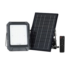LED Solarni reflektor LED/10W/3,7V IP65 4000K črna + Daljinski upravljalnik