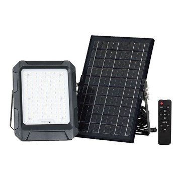 LED Solarni reflektor LED/10W/3,7V IP65 4000K črna + Daljinski upravljalnik