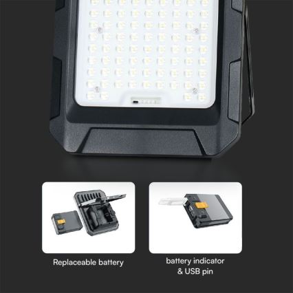 LED Solarni reflektor LED/10W/3,7V IP65 4000K črna + Daljinski upravljalnik