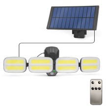 LED Solarni reflektor s senzorjem 4xLED/2,5W/6V IP65 + Daljinski upravljalnik