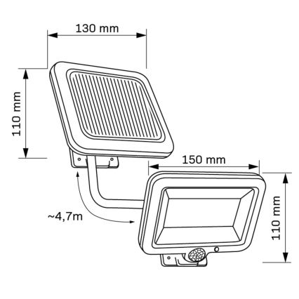 LED Solarni reflektor s senzorjem DUO LED/1W/3,7V IP44