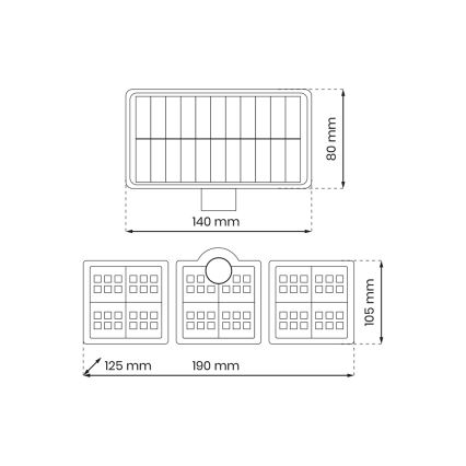 LED Solarni reflektor s senzorjem gibanja in mraka LED/20W/3,7V 1200 mAh IP44 + Daljinski upravljalnik