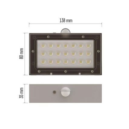 LED Solarni reflektor s senzorjem gibanja LED/3,7V 1200mAh 4000K IP65 bela