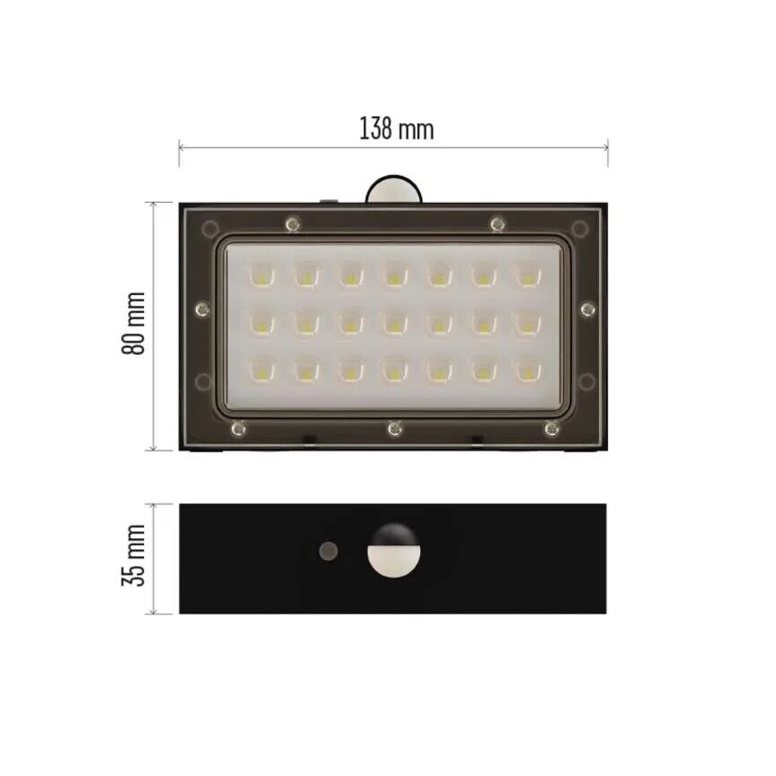 LED Solarni reflektor s senzorjem gibanja LED/3,7V 1200mAh 4000K IP65 črna