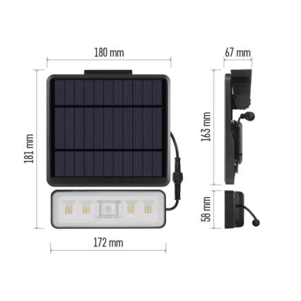 LED Solarni reflektor s senzorjem gibanja LED/3,7V 2500mAh 4000K IP54