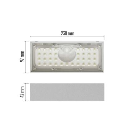 LED Solarni reflektor s senzorjem gibanja LED/3,7V 3000mAh 4000K IP65 bela