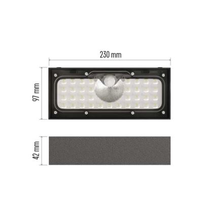 LED Solarni reflektor s senzorjem gibanja LED/3,7V 3000mAh 4000K IP65 črna