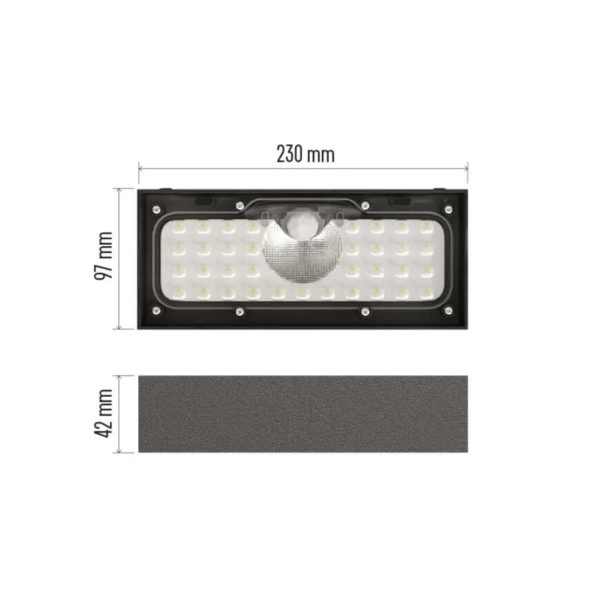 LED Solarni reflektor s senzorjem gibanja LED/3,7V 3000mAh 4000K IP65 črna