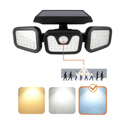 LED Solarni reflektor s senzorjem LED/1,5W/3,7V 6000K IP44 2400 mAh