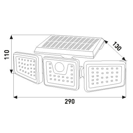 LED Solarni reflektor s senzorjem LED/14W/3,7V 1800 mAh IP54