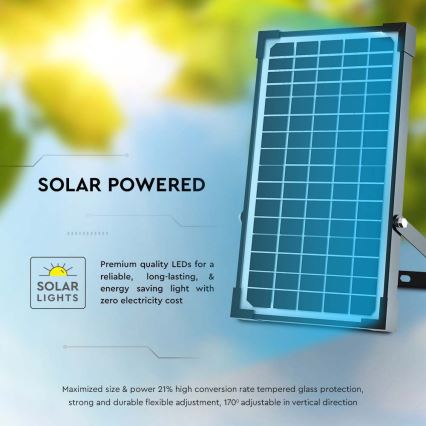 LED Solarni reflektor s senzorjem LED/30W/6,4V 4000K 6000 mAh + Daljinski upravljalnik