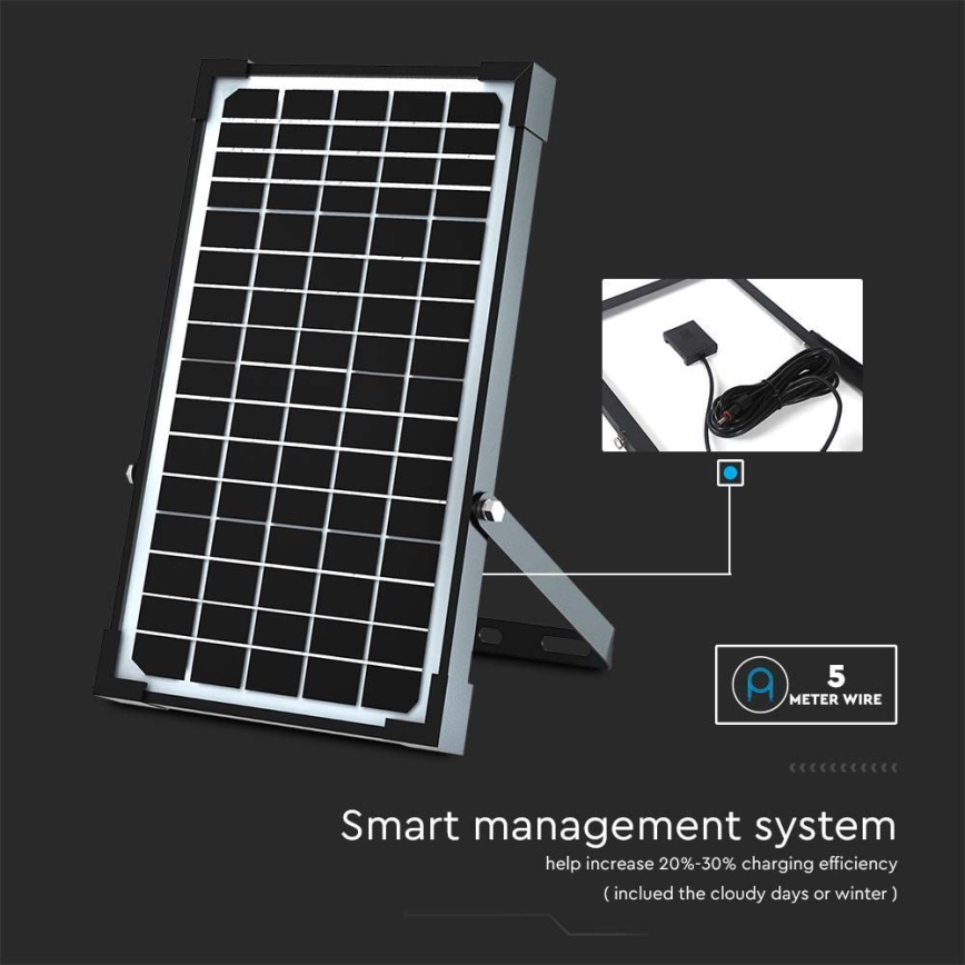 LED Solarni reflektor s senzorjem LED/30W/6,4V 6400K 6000 mAh + Daljinski upravljalnik