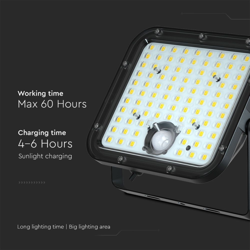 LED Solarni reflektor s senzorjem LED/30W/6,4V 6400K 6000 mAh + Daljinski upravljalnik