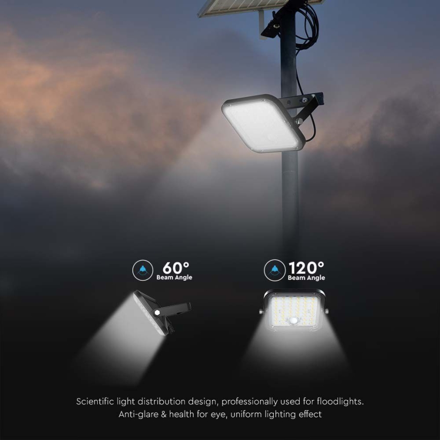 LED Solarni reflektor s senzorjem LED/30W/6,4V 6400K 6000 mAh + Daljinski upravljalnik